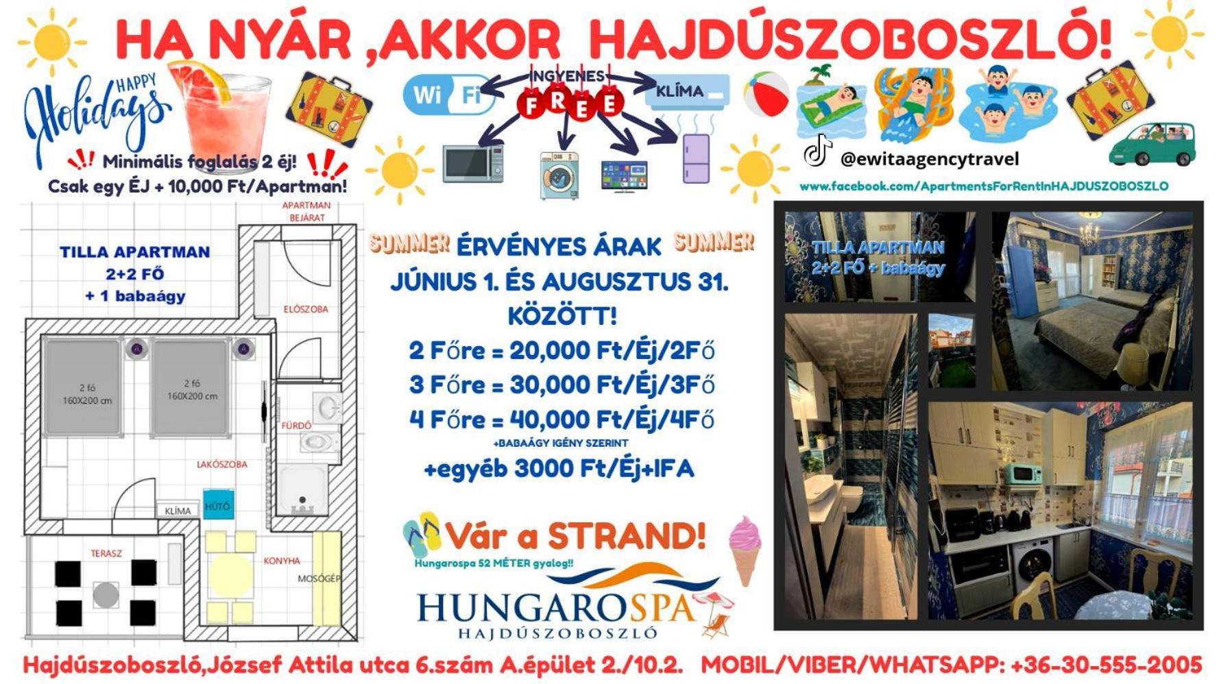 TILLA Stúdió Apartman Hajdúszoboszló Exterior foto